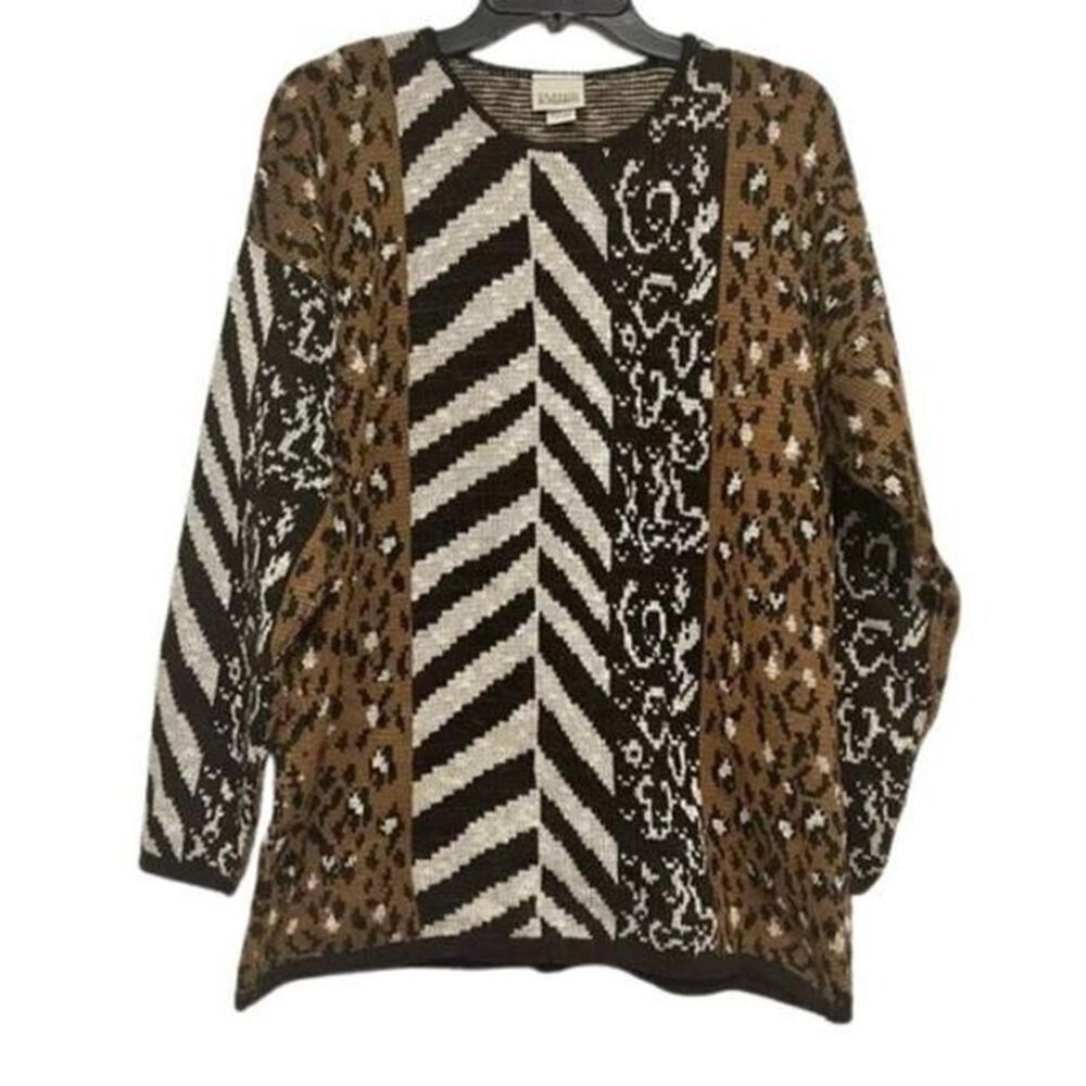 Classic Elements Vintage Mixed Animal Printed Sweater MEDIUM